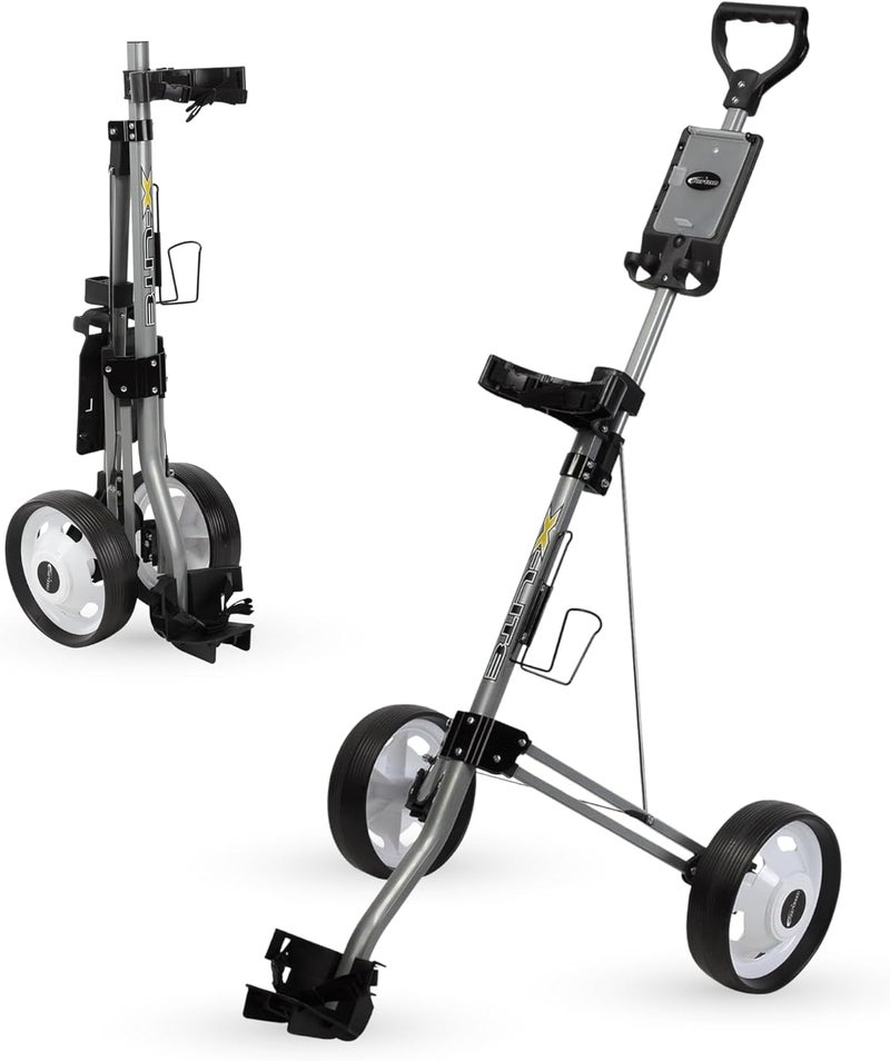 Precise Sports X-Lite 2-Wheel Golf Push Cart – Ultra-Lightweight & Compact Folding Golf Trolley, Ergonomic Handle, Smooth-Rolling Wheels, Built-in Scorecard & Ball Holder - Image 1